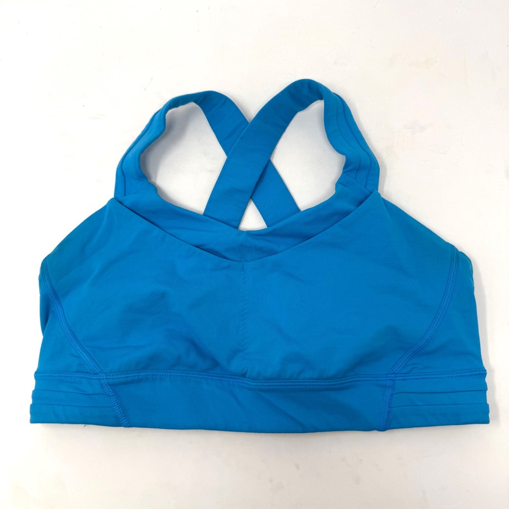Lululemon Rack Pack Bra Bright Blue Strappy Cross Back Sports Bra Size 8